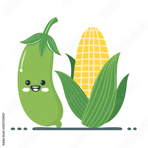 Green chili pepper and bell pepper vector