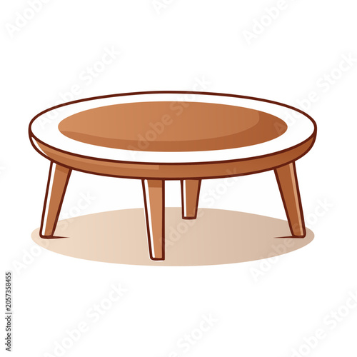 Minimalist round wooden table with three legs