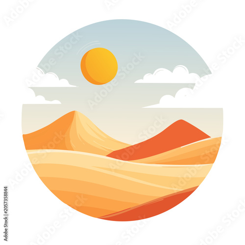 Flat design sunset over mountains