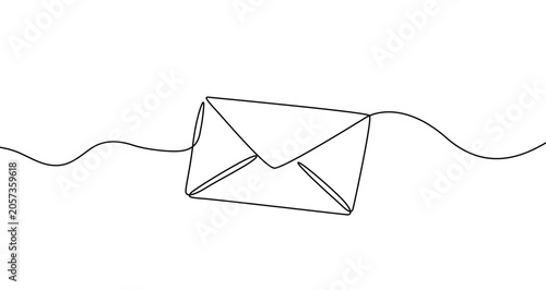 Schilderij op canvas Envelope in one line art style