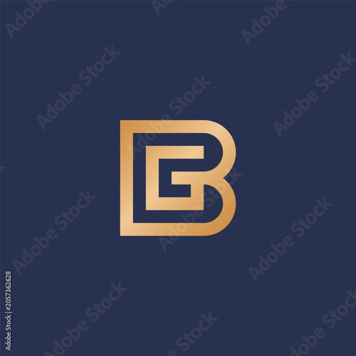 Cuadro en lienzo BG monogram logo in gold color.