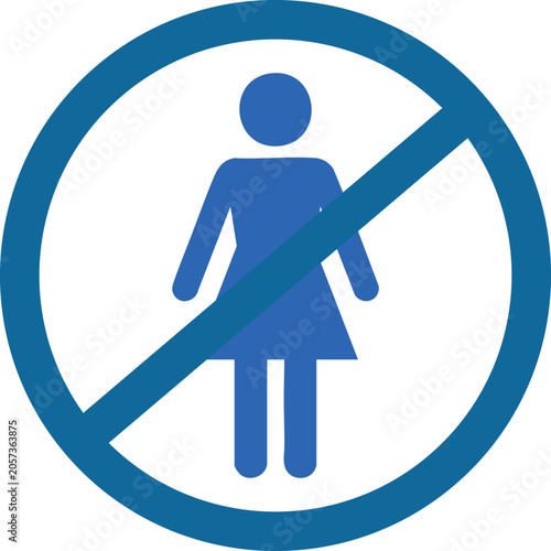 Blue prohibition sign over flat silhouette of pregnant woman