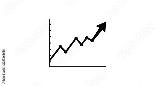 Line graph with upward trend flat vector illustration on white background
