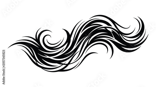 Foto Black swirling lines a tribal style vector ornament on a white background