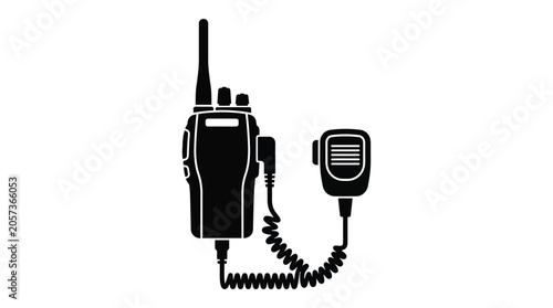 Foto Two way Radio Silhouette On White Background Communication Device