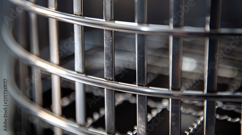 Stainless steel garlic press grid close up