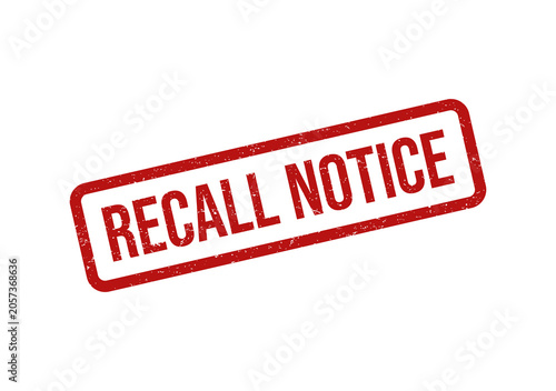 фотографія Red grunge rubber stamp with the text recall notice on a flat surface