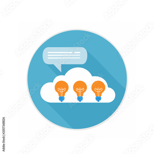 Flat design of three light bulbs with idea icon
