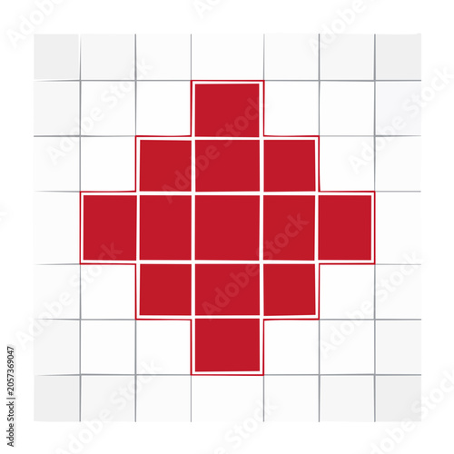 Red geometric squares grid pattern