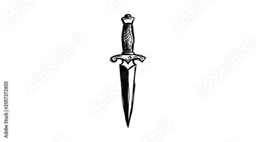Принти на полотні Dagger silhouette on a white background hand drawn style illustration