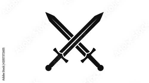 Fotografía Crossed Swords Silhouette On A White Background