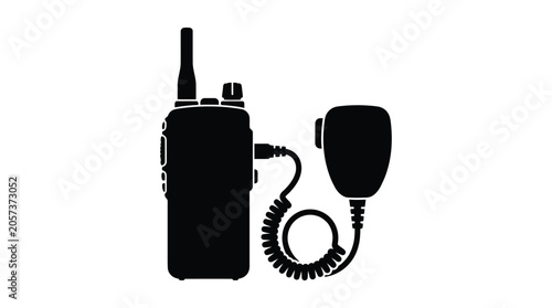 Tableau sur toile Two way radio and microphone silhouette on a white background