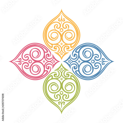 Gold pink blue green mandala vector