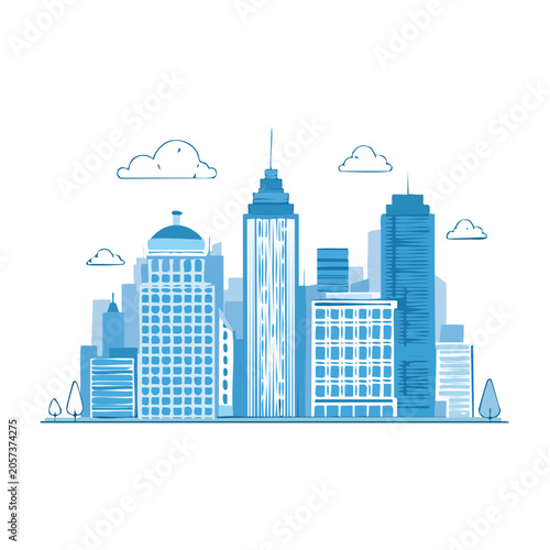 Modern city skyline flat design vector