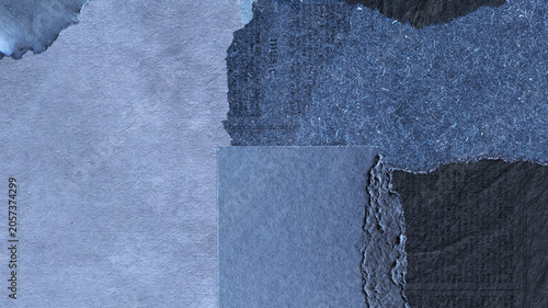 Schilderij op canvas Textured blue paper collage design desktop wallpaper