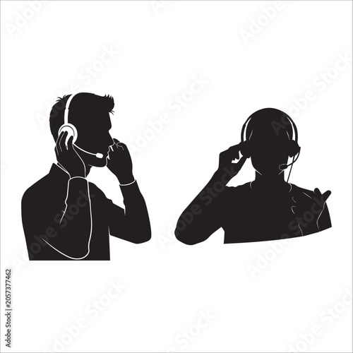 Customer Support Agent Silhouette Vector Set