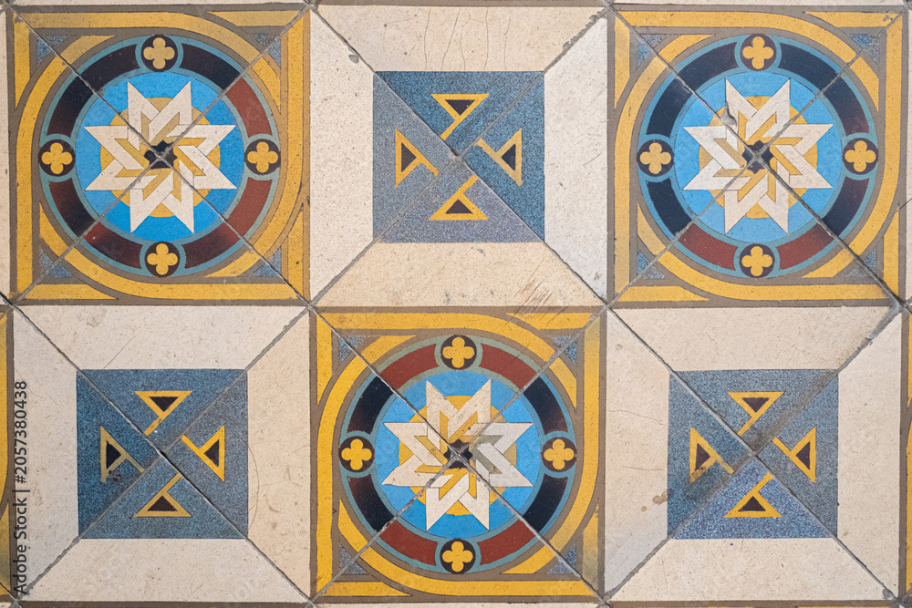 Obraz premium Ornate Vintage Cement Floor Tile Pattern in Vienna