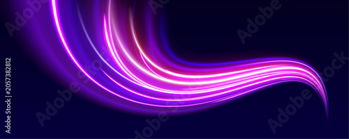 Futuristic highway lights pulse in blue and red neon tones. Energy trails stretch into fast motion blur across the road. Speed vector design PNG.