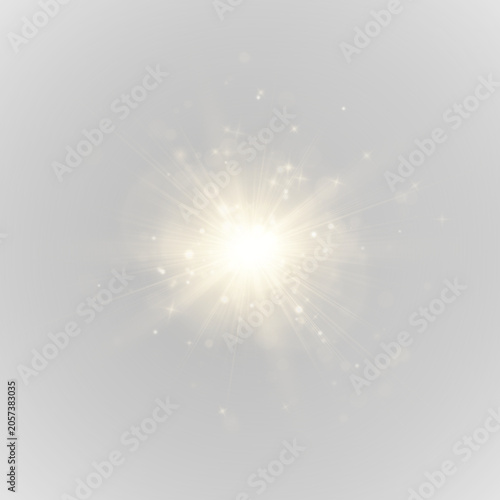 Canvastavla Abstract golden glow radiates from a luminous center with sparkling accents