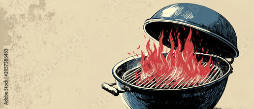 Vintage Barbecue Grill Illustration – Generative AI