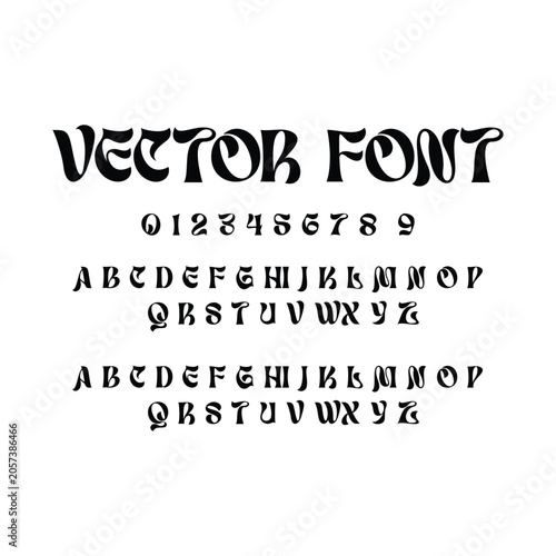 Gothic vector font with alphabet and numbers