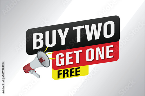 buy two get one free buy now poster banner graphic design icon logo sign symbol social media website coupon

