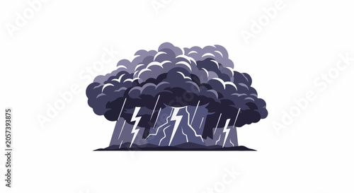Tablou pe pânză A dark, turbulent storm cloud unleashing lightning and heavy rain
