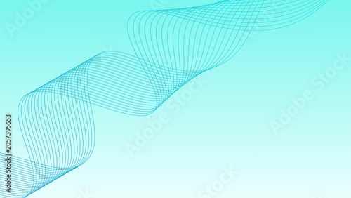Abstract background with flowing lines, dynamic wave pattern, modern design element for presentations, posters, and digital media, cyan gradient backdrop