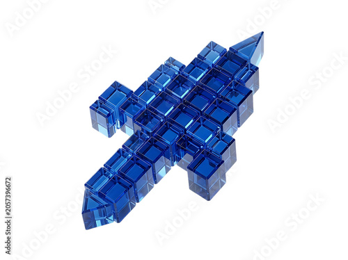 Cursor Liquid Glass 3D rendering icon clicking pointer navigation interface isolated on transparent background