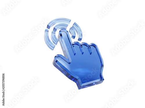 Touchpoint Liquid Glass 3D rendering icon interactive touchscreen target interface glossy blue isolated on transparent background