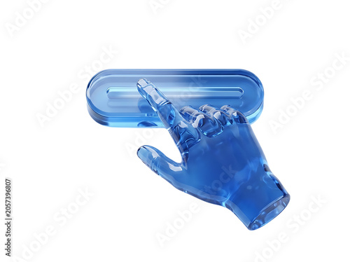 Touchpoint Liquid Glass 3D rendering icon interactive touchscreen target interface glossy blue isolated on transparent background