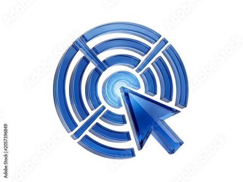 Touchpoint Liquid Glass 3D rendering icon interactive touchscreen target interface glossy blue isolated on transparent background