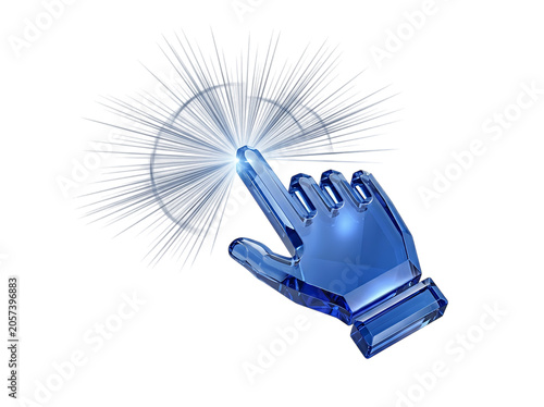 Touchpoint Liquid Glass 3D rendering icon interactive touchscreen target interface glossy blue isolated on transparent background