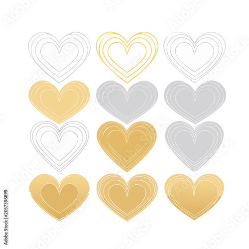 Gold heart pattern vector grid