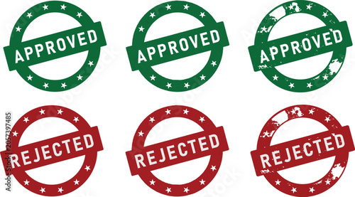 Tableau sur toile approved and rejected stamp collection with grunge rubber seals certification ba
