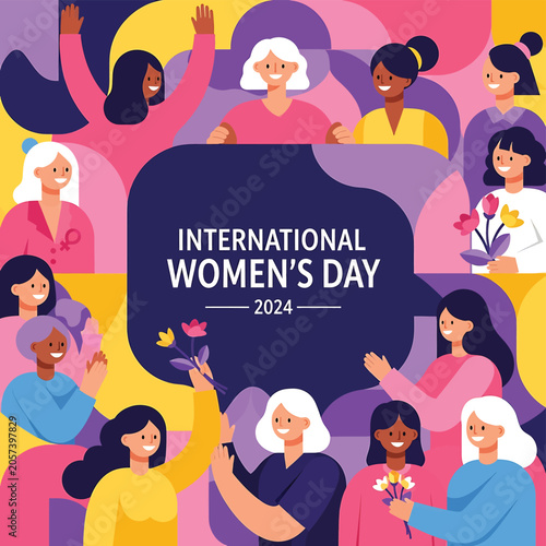 Schilderij op canvas Diverse women celebrating International Womens Day.