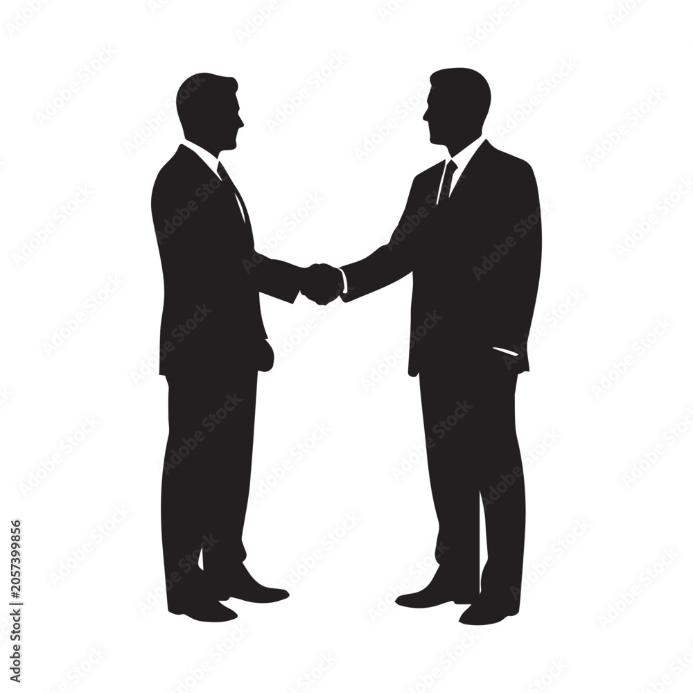 Fototapeta premium Business Handshake Silhouette Vector