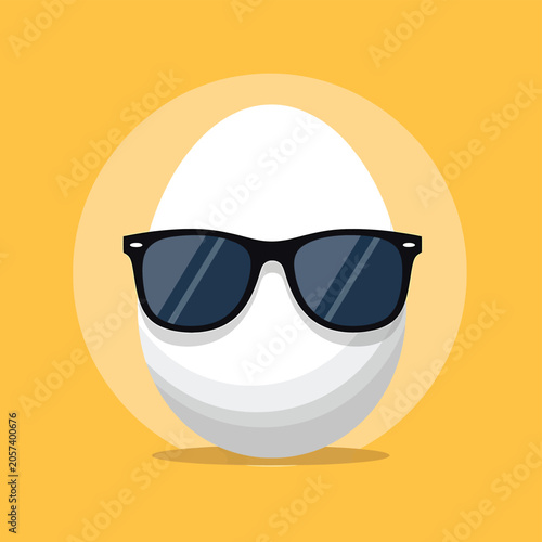 Obraz na plátně Egg wearing black sunglasses smiling.