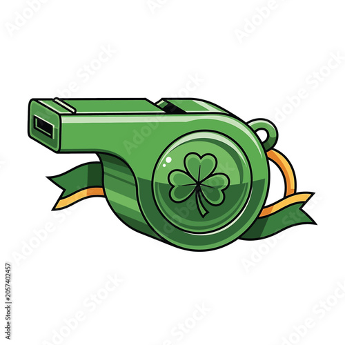Foto Green Whistle with Shamrock Design.
