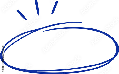 Hand drawn blue oval shape with radiating lines, perfect for highlighting text or ideas