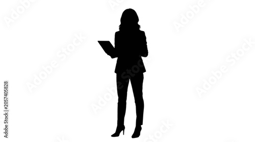 Canvas-taulu Professional woman holding tablet standing isolated on transparent background, V