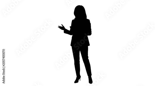 Fotografie Businesswoman presenting with open palms isolated on transparent background, Vec