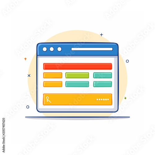 Flat design 3D render of a tablet with app icons
