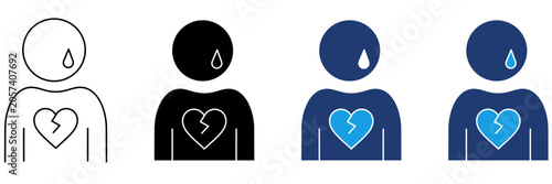 Cuadro en lienzo Heartbreak and Emotional Sorrow icon collections
