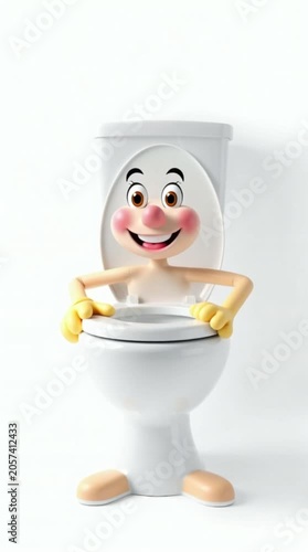 Toilet bowl, giving a thumbs up, playful and friendly, ideal for humor or sanitation themes