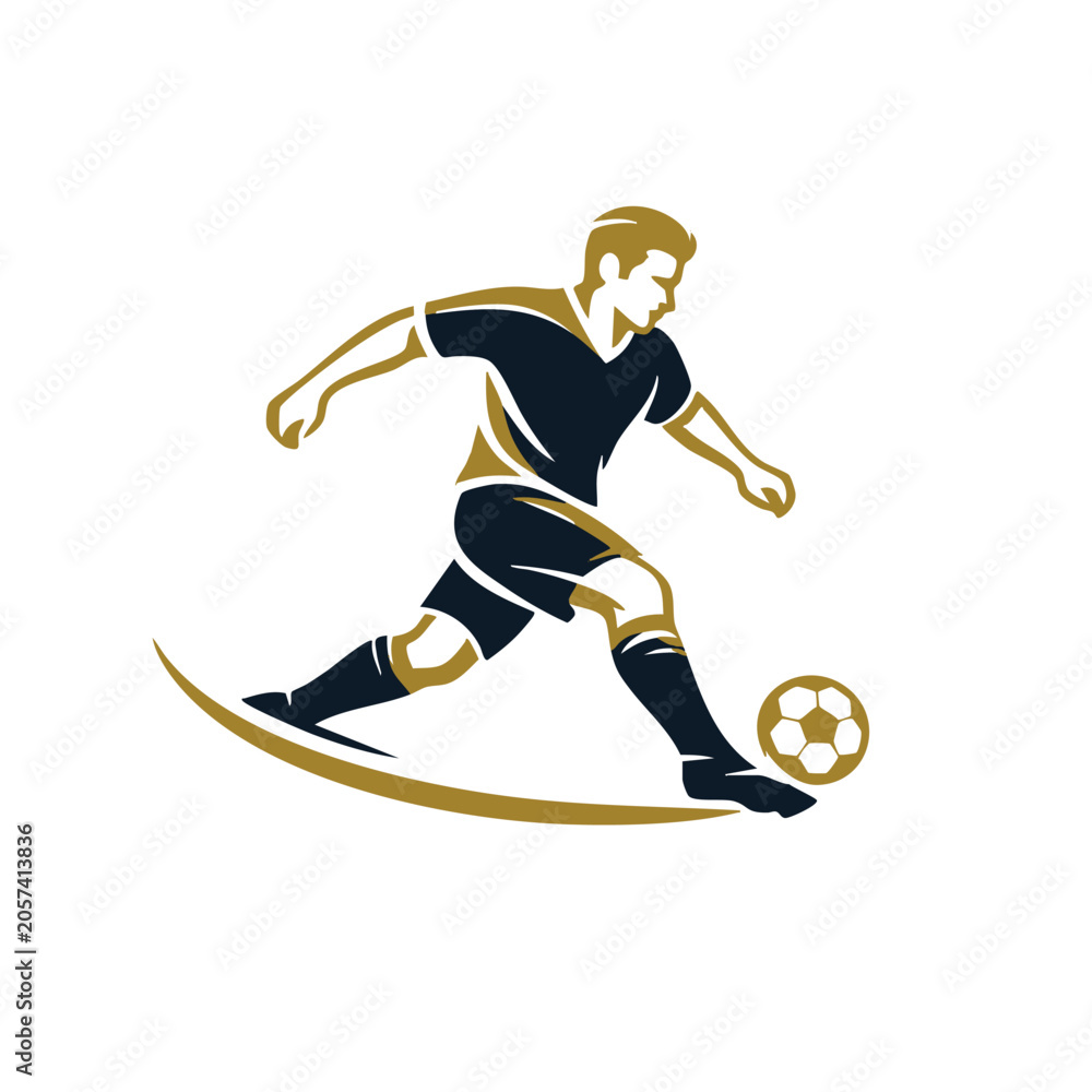 Obraz premium Soccer player kicking a ball on grass field
