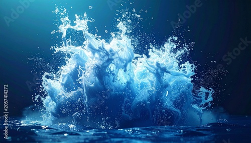Intense blue splash erupting upwards