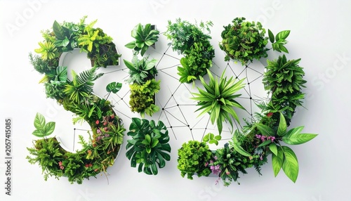 Lush plants form large letter S
