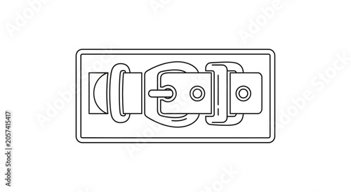 Leather Belt Buckle Icon, Simple Outline Vector Illustration