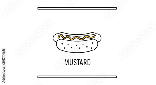 Hot Dog with Mustard - Minimalist Line Art Illustration